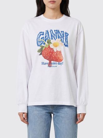 Ganni Felpa in cotone relaxed fit con logo a contrasto