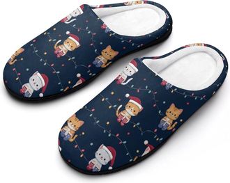 Generic Christmas Cats Mens Slippers Comfortable And Non-slip Cotton Slipper Shoe for House
