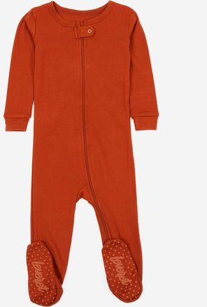 Leveret Footed Printed Cotton Pajamas, Solids, Stripes & Tie Dye in Rust at Nordstrom, Size 6-12M