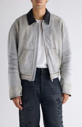 Acne Studios Ohniev Sulphur Fade Denim Jacket in White/Black at Nordstrom, Size 42 Us
