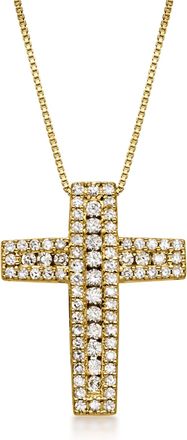 Ross-Simons Lab-Grown Diamond Cross Pendant Necklace in 18kt Gold Over Sterling