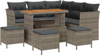 vidaXL Garden Sofa Set 9 pcs Grey Poly rattan and powder-coated steel vidaXL