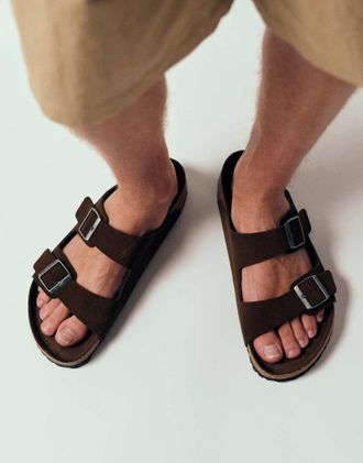 Birkenstock Arizona - Sandali in camoscio color caraffa-Marrone
