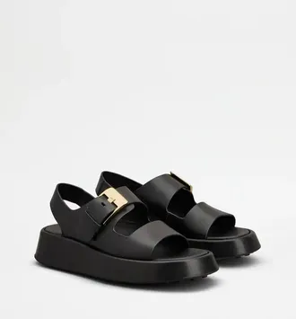Tod's Buckle-Strap Platform Sandal - Black