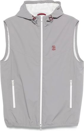 Brunello Cucinelli Gilet con zip e cappuccio - Grigio