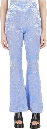 P.A.M. Fluwelen Boot Leg Flares Geborduurd - Dames - Wijde Broeken - Paars - L - Polyester - Broeken