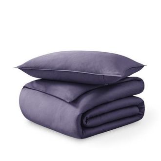 Bare Home 400 Thread Count Organic Cotton Sateen Duvet Cover and Sham Set in Dusty Purple at Nordstrom, Size Queen