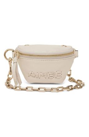 Aim&eacute;e Zip Sling Leather Bag Charm in Limestone at Nordstrom