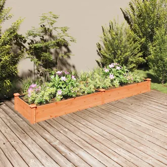 vidaXL Vidaxl - Jardinera Arriate Con Forro Madera Abeto Marr&oacute;n 240x60x25 Cm
