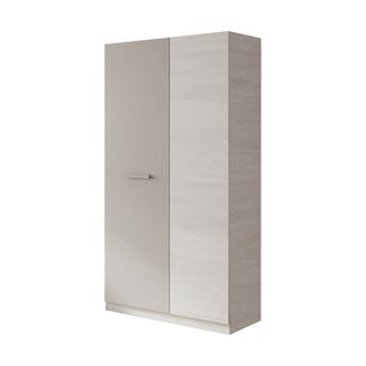 Dmora Dmora - Armario Daabec, Armario Dormitorio Con 2 Puertas Batientes, Mueble Con 3 Baldas Y Barra Perchero, 90x52h200 Cm, Blanco Y Marr&oacute;n
