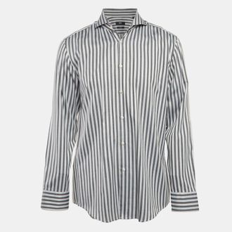 HUGO BOSS Boss By Hugo Boss Grey Stripe Cotton Slim Fit Shirt