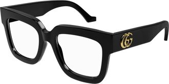 Gucci Rechthoekig Optisch Montuur - Dames - Brillen - Zwart - 52 MM - Accessoires