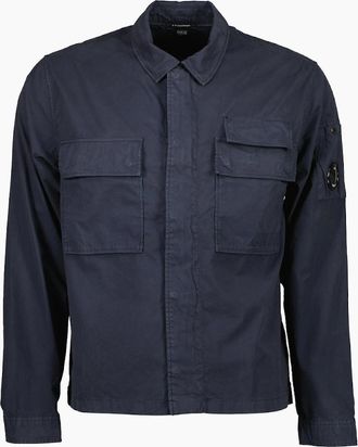 C.P. Company Mens Gabardine Half Zip Lens Overshirt - Navy - Size: 44/Regular