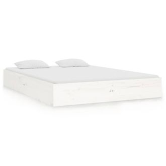 Berkfield Home Bed Frame White Solid Wood 135x190 cm Double