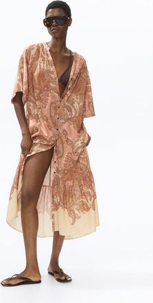 H&M Short-sleeved Tie-belt Dress in Beige/paisley at Nordstrom, Size X-Small