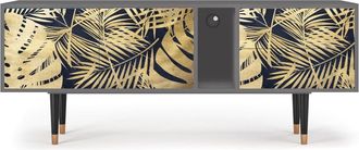 StoryZ Mueble de TV azul y amarillo 2 cajones y 2 puertas L 170 cm