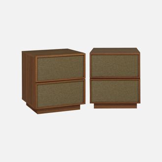 Sweeek Mesita De Noche Efecto Madera Y Tela Con 2 Cajones, Set De 2