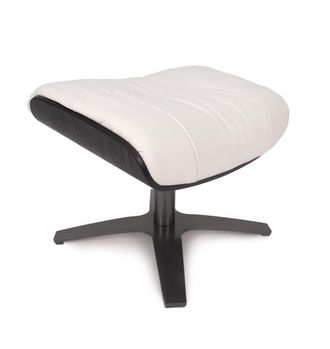 MyNewDesign Puf de piel blanco y roble negro