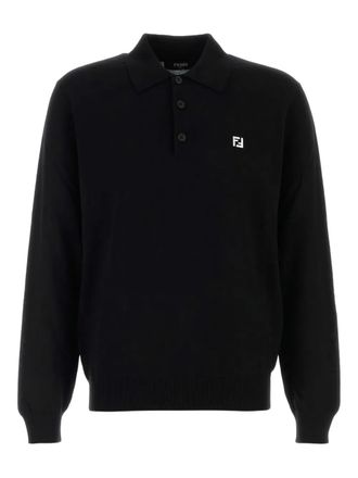 Fendi virgin wool polo shirt - men - Virgin Wool/Spandex/Elastane - 50 - Black