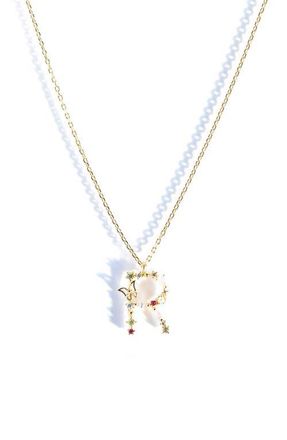 Girls Crew Flutterfly Initial Necklace in Gold at Nordstrom