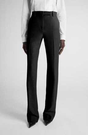 Tom Ford Tailored Sequin Wool Blend Crepe Straight Leg Pants in Black at Nordstrom, Size 6 Us