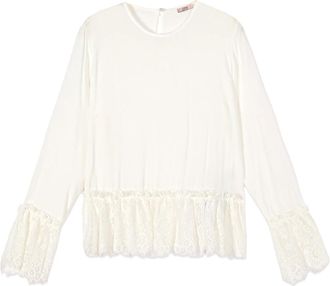 Oltre Viscose Blouse met kanten details - Dames - Blouses - Wit - XS - Katoen - Overhemden