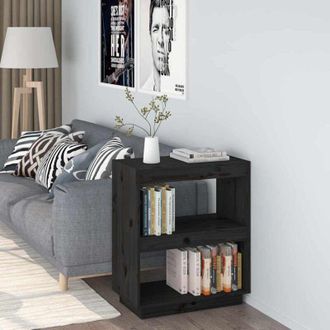 vidaXL Book Cabinet Black 60x35x71 cm Solid Wood Pine Vidaxl