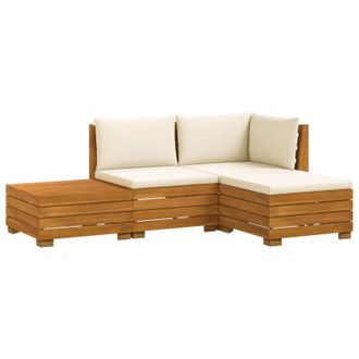 vidaXL Conjunto De Sof&aacute;s De Exterior Con Coj&iacute;n 4 Pieza Marr&oacute;n Vidaxl