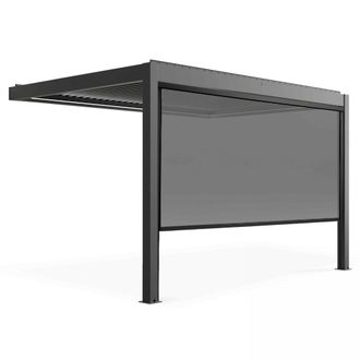 Oviala P&eacute;rgola bioclim&aacute;tica adosada y motorizada iluminada de 3x4m y 1 toldo