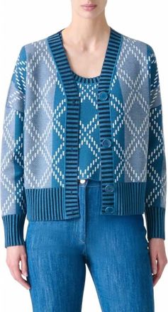 Akris Merino Diamond Jacquard Knit Sweater Set In Med Blue Multi