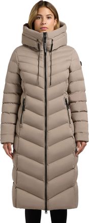 Khujo Stoane2 Womens Warm Winter Quilted Coat Long Winter Jacket Winter Coat with Adjustable Hood XS-XXL, greige, XXL