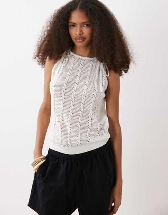 Vero Moda Vestito lungo senza maniche in jersey bianco con dettaglio arricciato