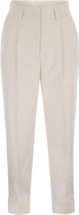 PESERICO 500 Stripe Velvet Broeken - Dames - Broeken - Wit - L - Katoen - Broeken