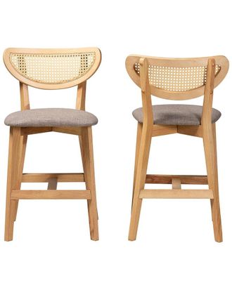 Baxton Studio Dannell Mid-Century Modern 2Pc Counter Stool Set