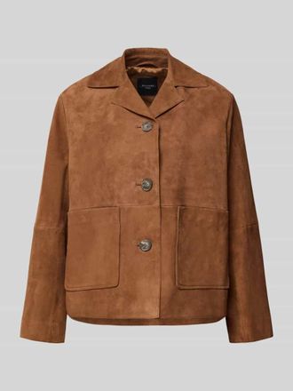 Max Mara Regular Fit Lederjacke aus echtem Ziegenleder Modell PALCHI in Mittelbraun, Gr&ouml;&szlig;e 34