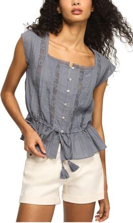 Lucky Brand Lacy Cap Sleeve Shirt in Flint Stone at Nordstrom, Size Xx-Large