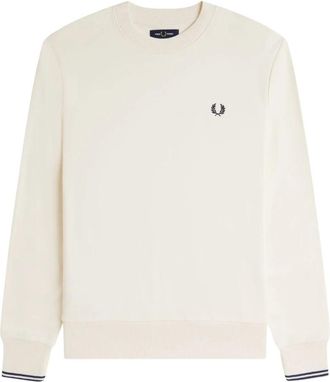 Fred Perry Sweatshirt met ronde hals - Heren - Ronde hals truien - Beige - XL - Katoen - Truien & Vesten