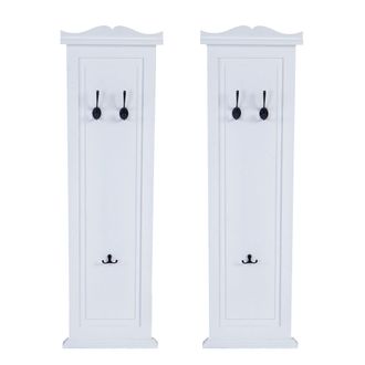 Hhg Hhg - Nunca Usado] Lote De 2 Percheros T33, Perchero De Pared, Panel Perchero, Ganchos De Pared Madera 109x28x4cm, Lacado Blanco