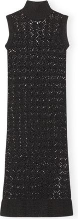 Ganni Black Highneck Dress - Size XXS Nylon