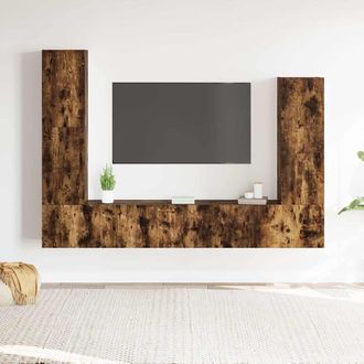 vidaXL Vidaxl - Set De Muebles De Tv 4 Pzas Madera Contrachapada Roble Ahumado