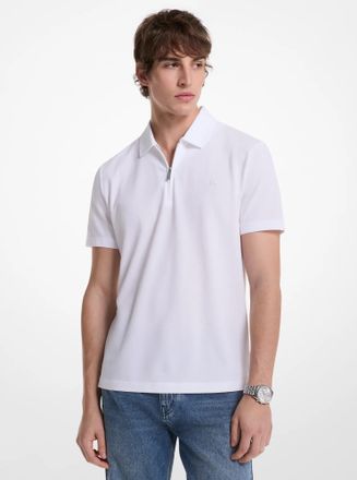 Michael Kors Cotton Blend Piqu&eacute; Zip-Up Polo Shirt