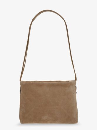 Brunello Cucinelli Borsa a spalla in suede con logo frontale - BRUNELLO CUCINELLI - gender_Woman