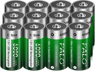 OEM Bater&iacute;a Recargable, Capacidad De 6000 Mwh, Tiempo De Carga R&aacute;pido, 12 Unidades, Tama&ntilde;o C