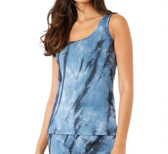 French Kyss Marble Wash Tank Top In Denim