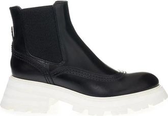Alexander McQueen Elegante Leren Laarzen in Zwart - Dames - Chelseaboots - Zwart - 36 1/2 EU - Leer - Schoenen