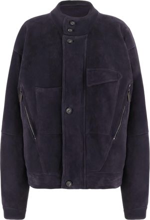 Giorgio Armani Purple Oversized High Collar Suede Jacket