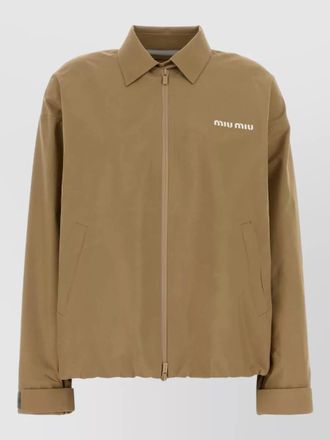 Miu Miu tech fabric windbreaker jacket collared design