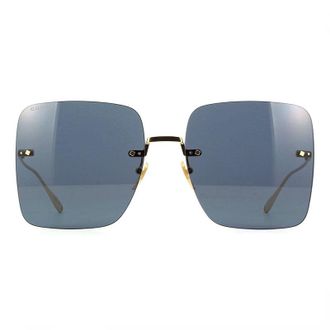 Gucci GG1147S001 Butterfly Square with Chain Detail Sunglasses - Gold