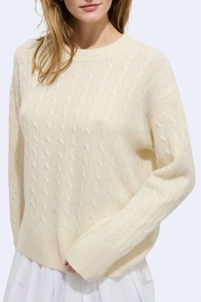 Alex Mill Crewneck Cashmere Cable Sweater In Cloud