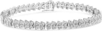House of Brilliance Silver 1.0 Cttw Chevron 2 Stone Arrow Link Tennis Bracelet in White at Nordstrom
